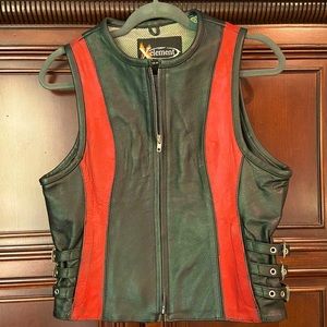 Hand painted Xelement leather motorcycle vest medium